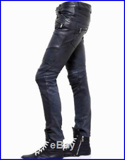 balmain leather biker pants