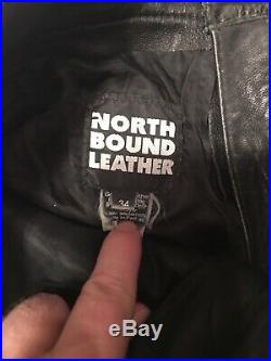 Black Northbound Leather Men’s black Leather Pants Red stripe, 29×28, Kink Gay | Mens Leather Pants