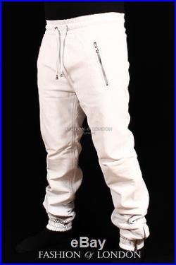 white leather pants men