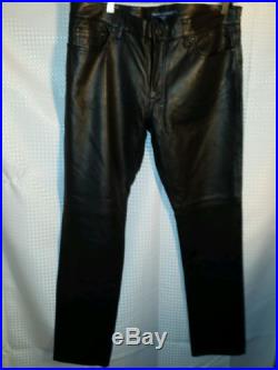 mens black lambskin leather pants