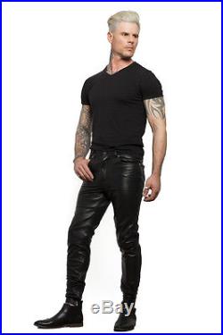 mens leather skinny jeans