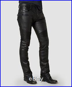 mens fitted leather pants