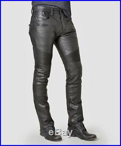 100% Authentic men's Rogue Moto Dark Brown Leather Pants Size 34 $595 BNWT