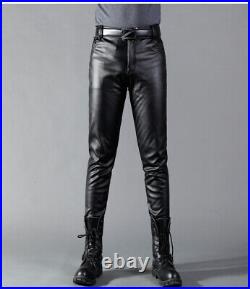 100% Genuine Sheep/Lambskin Soft Leather Slim Fit Pants for MEN