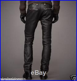 100% Men's Leather Pant Black New Genuine Sheep Napa Designer Pant Trouser MP11
