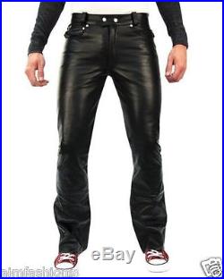 100% Men's Leather Pant Black New Genuine Sheep Napa Designer Pant Trouser MP41