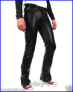 100% Men's Leather Pant Black New Genuine Sheep Napa Designer Pant Trouser MP41