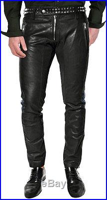 100% Men's Leather Pant Black New Genuine Sheep Napa Designer pant P # 07