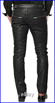 100% Men's Leather Pant Black New Genuine Sheep Napa Designer pant P # 07