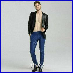 100% Men's Real Leather Pant Lambskin Leather Motorcycle Leather jeans Pants 074