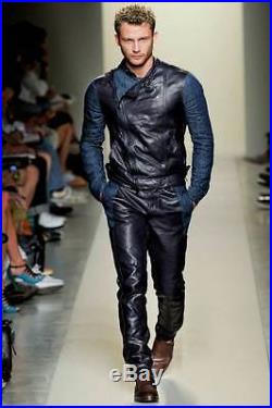 100% New Genuine Sheep Napa Leather Men's Designer Biker Pant #GD-63