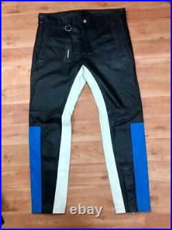 $1098 Designer Rare DIESEL Men's Slim Fit Zip Biker Leather Pants Trousers 32
