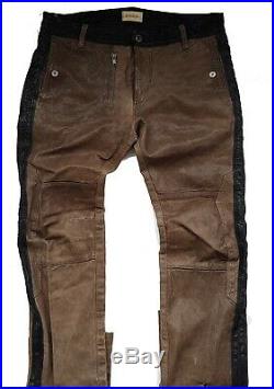 $1100 Authentic Rare DIESEL Men's Brown Distress Lamb Leather Trousers Pant