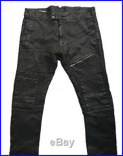 $1100 Authentic Rare DIESEL Men's Slim Fit Zipper Moto Leather Pants Trousers