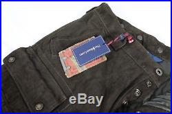 $1195 NEW Polo Ralph Lauren Suede Leather Men's Brown Cargo Pants, button fly