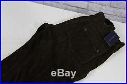 $1195 NEW Polo Ralph Lauren Suede Leather Men's Brown Cargo Pants, button fly