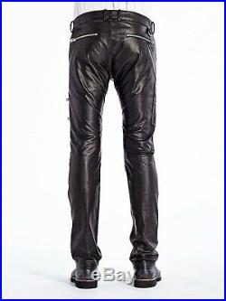 $1200 Authentic Rare DIESEL Men's Slim Fit Zipper Detail Leather Pants Trousers
