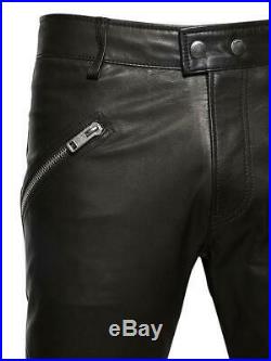 $1229 Authentic Rare DIESEL Men's Tapered Zipper Detail Stylish Leather Pants