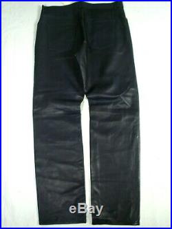 #124 New Polo Ralph Lauren Dark Blue 5 Pocket Leather Pants Mens 36 X 34