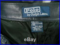 #124 New Polo Ralph Lauren Dark Blue 5 Pocket Leather Pants Mens 36 X 34