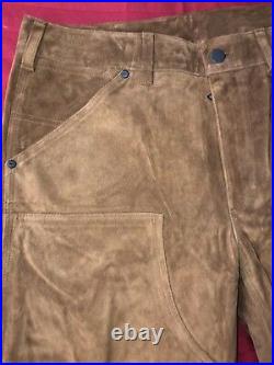 $1495 Ralph Lauren Black Label rrl Carpenter Calf Leather JEAN Pant 32 X 32