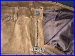 $1495 Ralph Lauren Black Label rrl Hunting Carpenter Leather JEAN Pant 34 X32