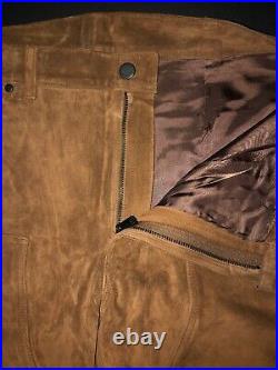 $1495 Ralph Lauren Black Label rrl Hunting Carpenter Leather JEAN Pant 34 X34