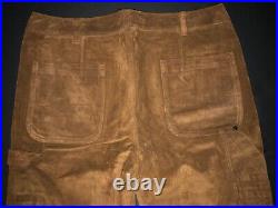 $1495 Ralph Lauren Black Label rrl Hunting Carpenter Leather JEAN Pant 34 X34