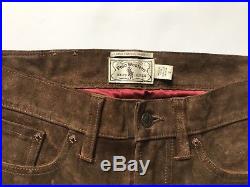 $1800 RRL Ralph Lauren Limited Edition Italian Suede Leather Western Pant-MEN-30
