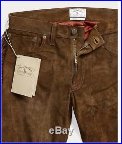 $1800 RRL Ralph Lauren Limited Edition Italian Suede Leather Western Pant-MEN-31