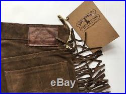 $1800 RRL Ralph Lauren Limited Edition Italian Suede Leather Western Pant-MEN-31