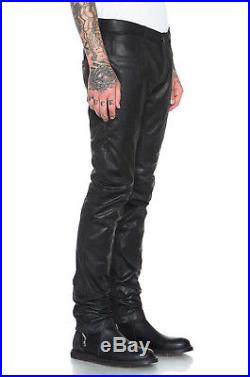 $1837 Rick Owens Men's Black Detroit Leather Pants sz 48 IT=38 US 33x33
