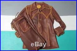 1960s North Beach Leather Brown Pants Jacket Mens XL Michael Hoban San Francisco