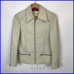 1970's VTG Disco White Leather Jacket Suit & Pants by GOYA DE ESPANA Men's Small