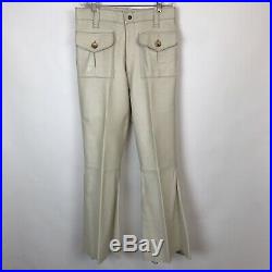 1970's VTG Disco White Leather Jacket Suit & Pants by GOYA DE ESPANA Men's Small