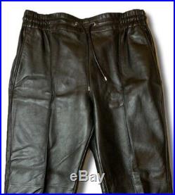 $2,000 Bally Black Leather Drawstring Pants Size US 36, EU 52, Made in Italy