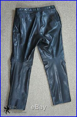 2 DKNY Brown Black Leather Motorcycle Pants Trousers Mens Zipper Leg