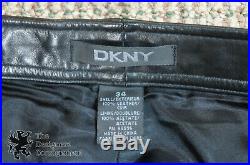 2 DKNY Brown Black Leather Motorcycle Pants Trousers Mens Zipper Leg