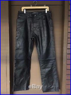 2 Lot GAP Black & Brown Leather Biker 5-Pocket Pants Boot Cut Fit Men Size 35/36