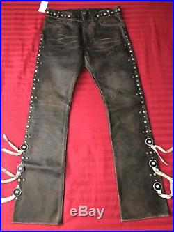 2009 $1500 RRL Ralph Lauren Double RL 2008 Collection Leather JEAN Pant 32 X 32