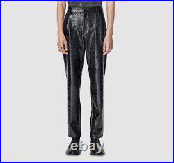 $248 Han Kjobenhavn Men's Black Crocodile Faux Leather Trouser Pants Size 44