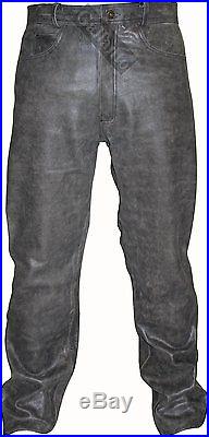 28/48/50 Men's Distressed Vintage Leather Motorcycle Biker Pants Trousers