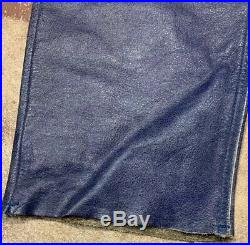2BU Mens Leather Pants 32 Blue Button Fly