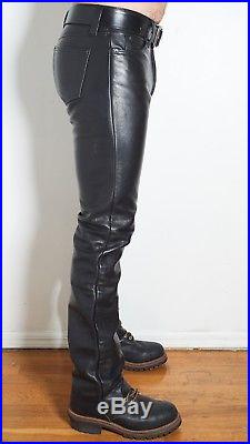 30 x 33 Mens Black Leather Pants The Leather Man NYC USA BLUF Gay Fetish TOF IML