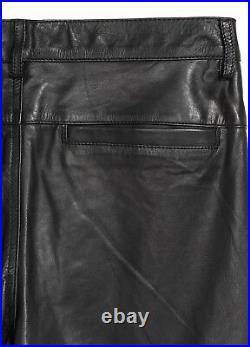 $350 Men's H&M STUDIO AW17 Leather Pants 31 Fit Trousers Biker Style Soft Black