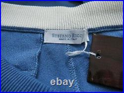 $3500 STEFANO RICCI Blue Silk Crocodile Leather Lounge Tracksuit Pants 58 EU 3XL