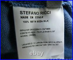 $3500 STEFANO RICCI Blue Silk Crocodile Leather Lounge Tracksuit Pants 58 EU 3XL