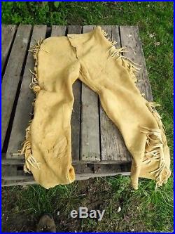 42 44 Waist Custom made leather Mens Mountain Man Hand sewn Buckskin Pants