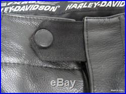 $450 HARLEY DAVIDSON 32 Men's FXRG Black Leather Motorcycle Overpants Pants EUC