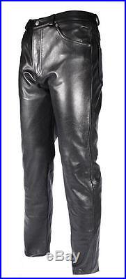 501 Men's Black Real Genuine Hide Premium Leather Motorcycle Biker Jeans Trouser